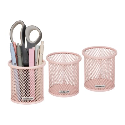 Mind Reader Metal Pen Holder, Pink, 3 Pieces/Set (CLIPMESH3-PNK)