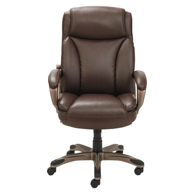 Alera Veon Series Fixed Arm Ergonomic Leather Executive Chair, Brown (ALEVN4159)