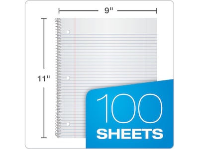 Oxford 1-Subject Plastic Notebooks, 9" x 11", College Ruled, 100 Sheets, Each (10590)