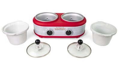 Nostalgia Game Day 1.25-Quart Two-Section Slow Cooker, Red/White (GDDSC125RDSL)