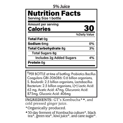 GT's Synergy Kombucha Organic Gingerade, 10 oz., 12/Pack (307-00440)
