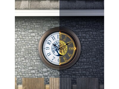 La Crosse Technology Indoor/Outdoor Lighted Dial Analog Quartz Wall Clock, 18"Dia. (403-3246BR)