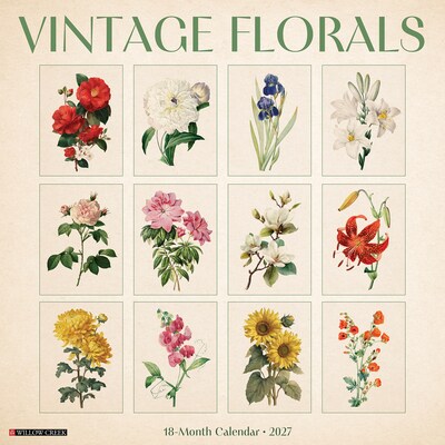 2027 Willow Creek Vintage Florals 12 x 12 Monthly Wall Calendar, Assorted Colors (62791)