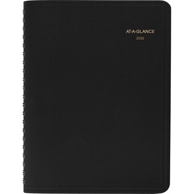 2026 AT-A-GLANCE 8" x 11" Calendar Year/Daily Appointment Book, Faux Leather Cover, Black (70-822-05-26)
