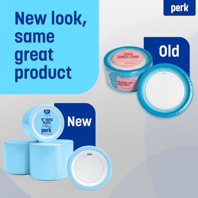 Perk™ Heavy-Weight Paper Plates, 10", Blue/White, 500/Carton (PK54330CT)