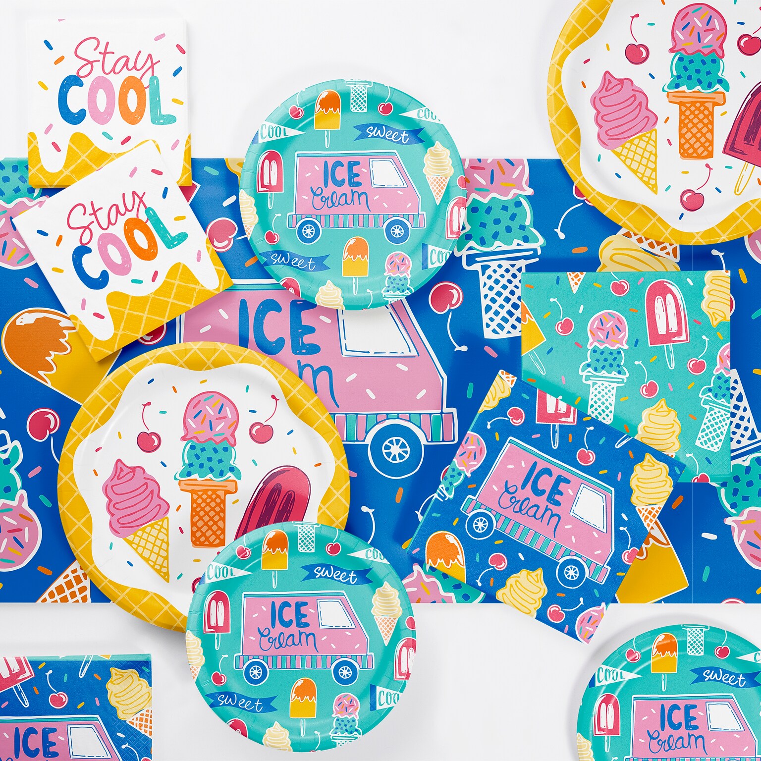 Say Hooray! Tasty Treats Summer Disposable Party Tableware Set, 49/Pack (DTC9634E2A)