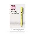 TRU RED™ Pocket Stick Highlighter with Grip, Chisel Tip, Yellow, Dozen (TR54580)