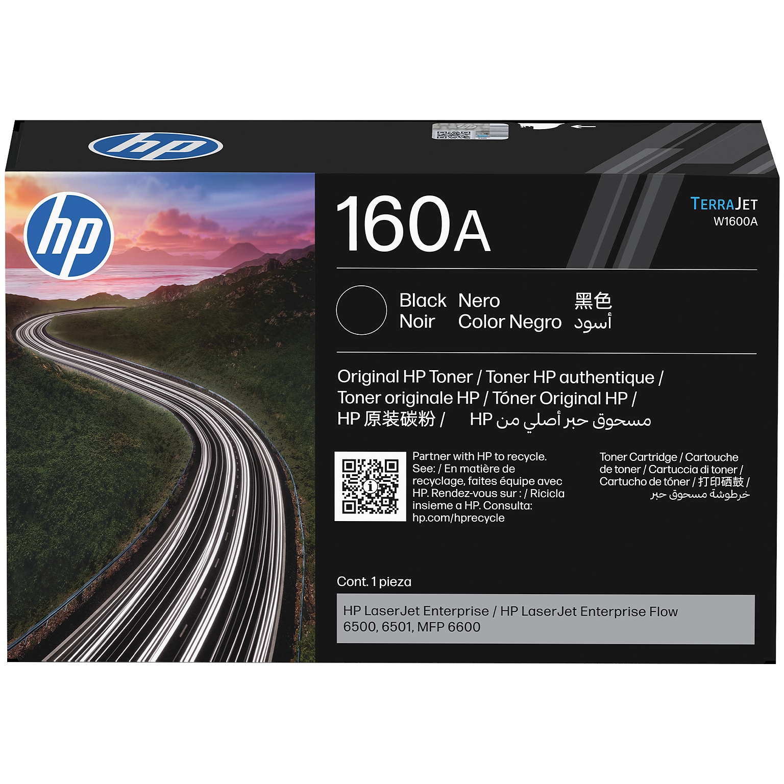 HP 160A Black Toner Cartridge, Prints Up to 10,500 Pages (W1600A)