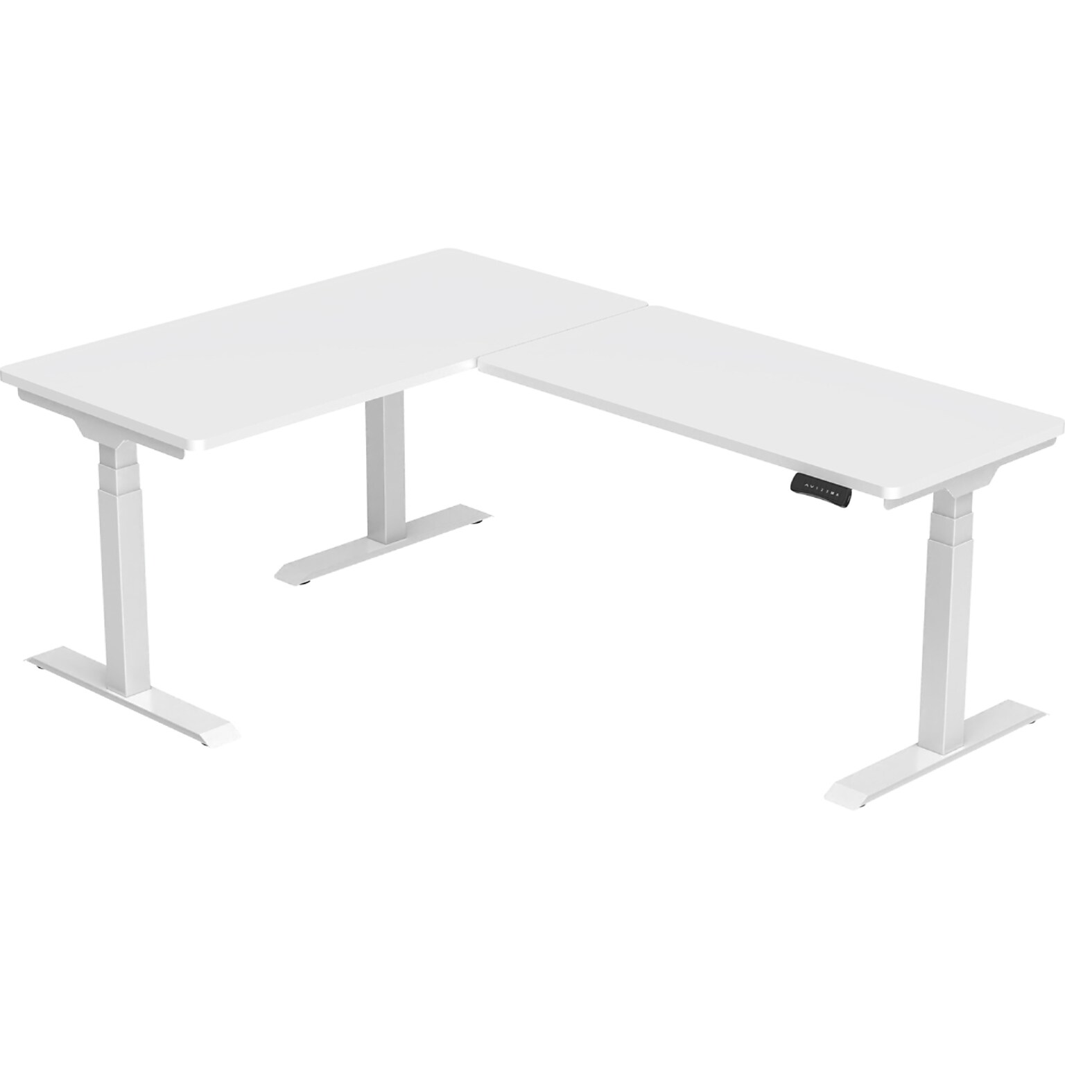 FlexiSpot E7 76W Electric L-Shaped Adjustable Standing Desk, White (E7LW557624WHT)