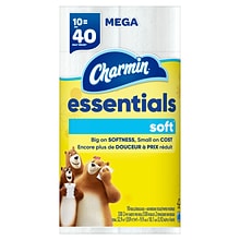 Charmin Essentials Soft Toilet Paper, 2-Ply, White, 330 Sheets/Roll, 10 Rolls/Pack, 3 Packs/Carton (