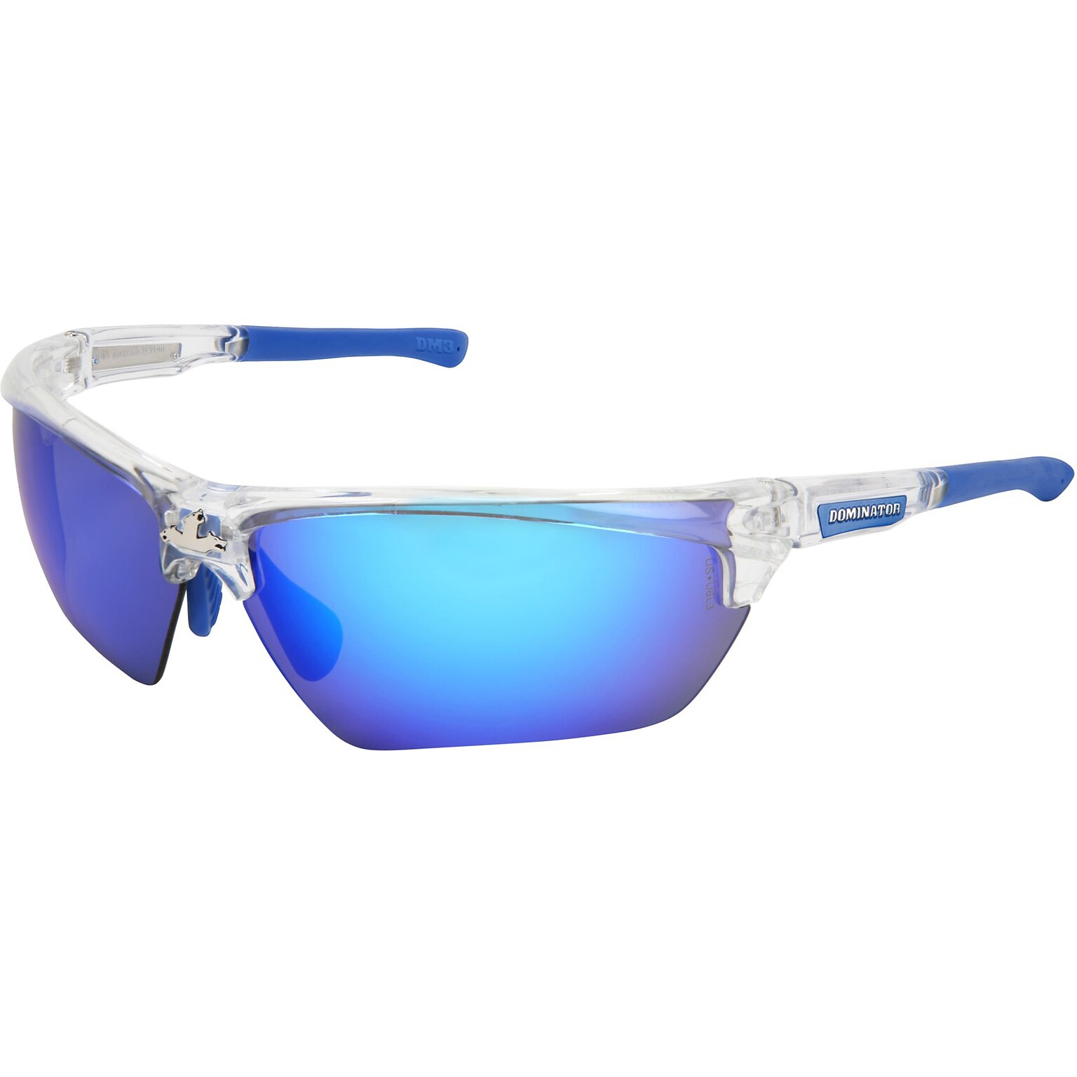 MCR Safety Dominator DM3 Safety Glasses, Wraparound, Blue Diamond Mirror Lens (DM1328B)