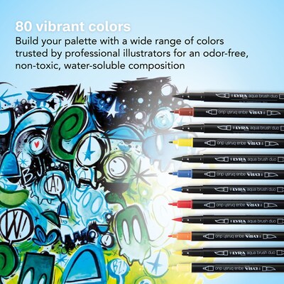 Lyra Aqua Brush Duo Water-Based Marker, Dual-Tip, Assorted Colors, 6 Markers/Set, 2 Sets/Bundle (LYXL6521062-2)