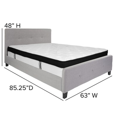 Flash Furniture Tribeca Tufted Upholstered Platform Bed in Light Gray Fabric with Memory Foam Mattress, Queen (HGBMF27)