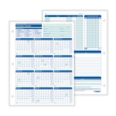 ComplyRight 2026-2027 Fiscal Year Attendance Calendar Cards, 50/Pack (A42005015)
