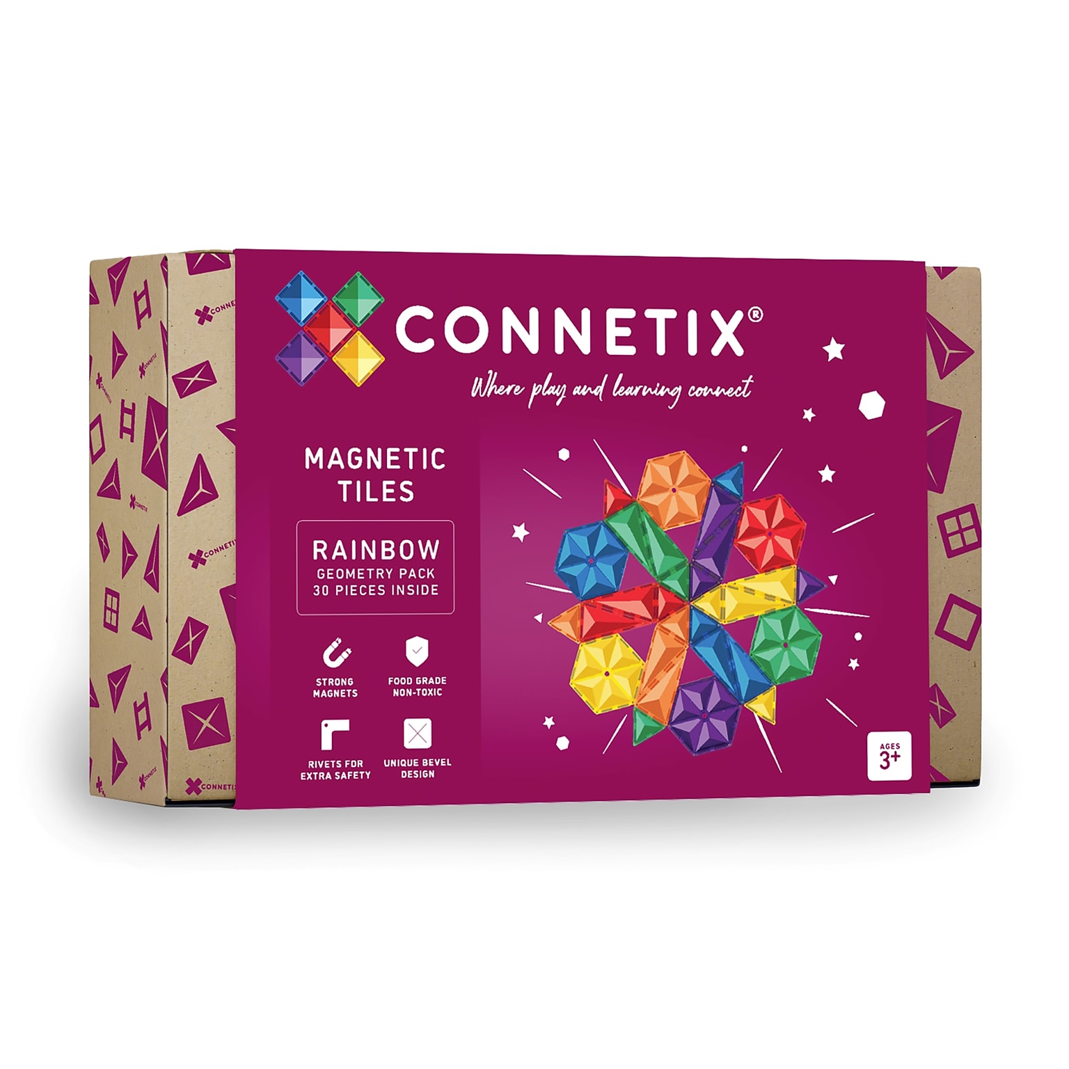 Connetix Magnetic Tiles Rainbow Geometry Pack, 30 Pieces (CNTR00030GE)