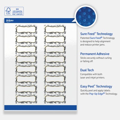 Avery Rectangle Laser/Inkjet Multipurpose Labels, 1" x 2-5/8", White, 160/Pack (19479371034)