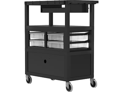 Luxor Mobile Deluxe Teacher Cart with Swivel Wheels, Black/Gray (ECMBSKBC-B)