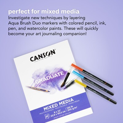 Lyra Aqua Brush Duo Water-Based Marker, Dual-Tip, Assorted Colors, 6 Markers/Set, 2 Sets/Bundle (LYXL6521062-2)