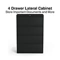 Quill Brand® Commercial 4 File Drawer Lateral File Cabinet, Locking, Black, Letter/Legal, 36W (2005