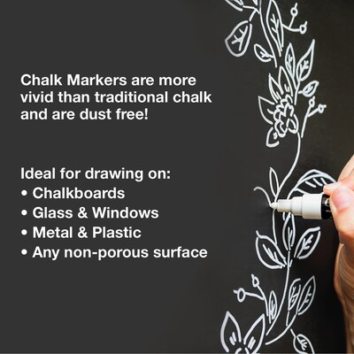 Excello Global Products Washable Chalk Markers, Assorted Tips, White, 3/Pack (EGP-HD-0511-S)