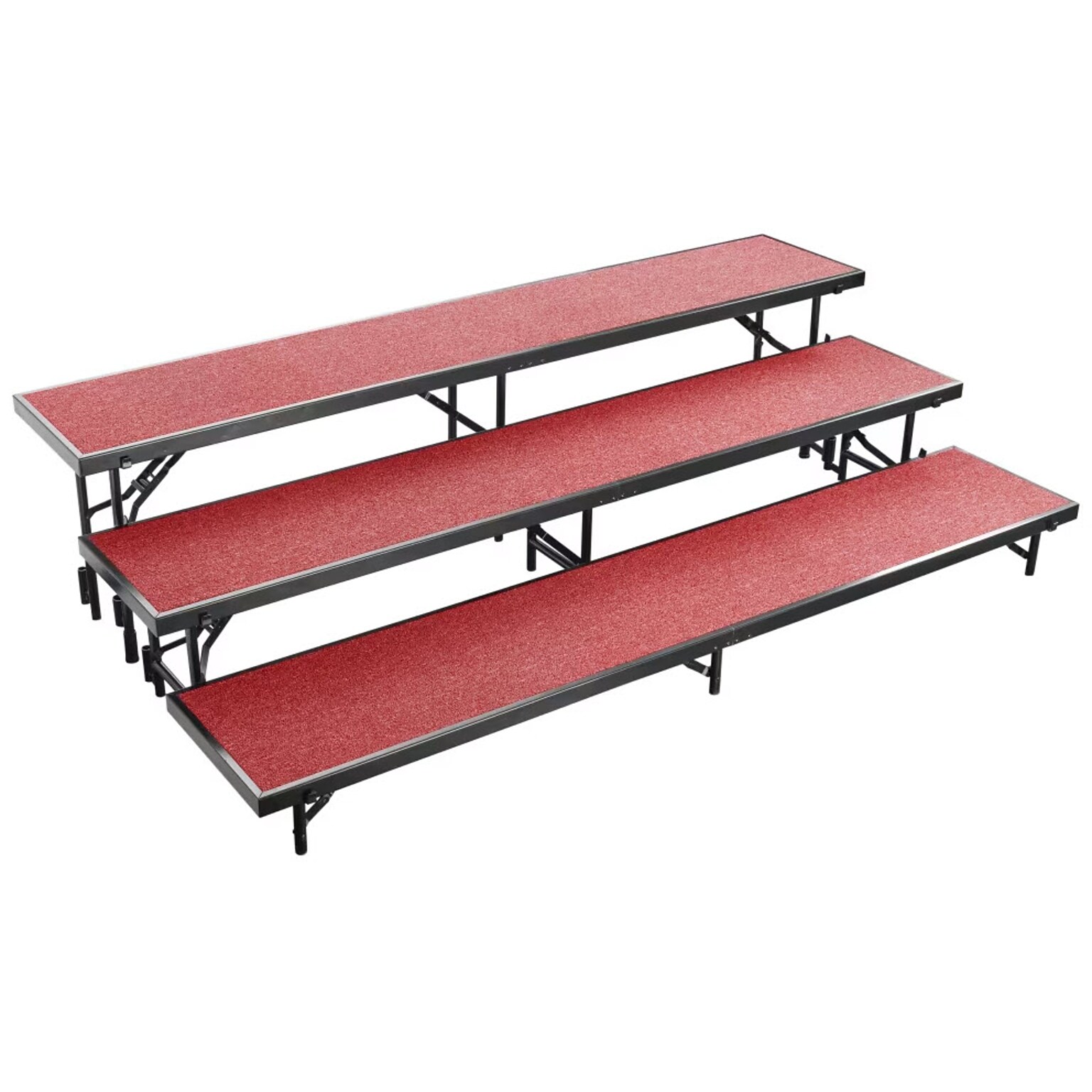 NPS 3 Level Straight Standing Choral Riser, Red Carpet 54W x 60-72L x 24H (RS3LC40)
