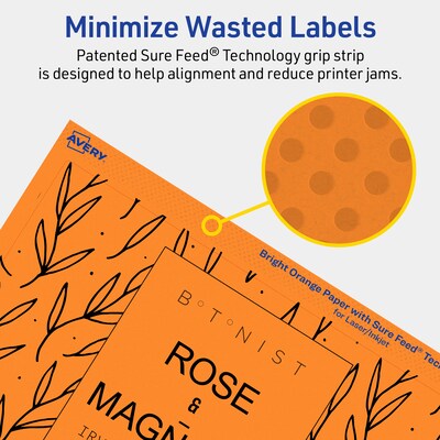Avery Rectangle Multipurpose Labels, 4.75" x 7.75", Bright Orange, 40/Pack (94255)