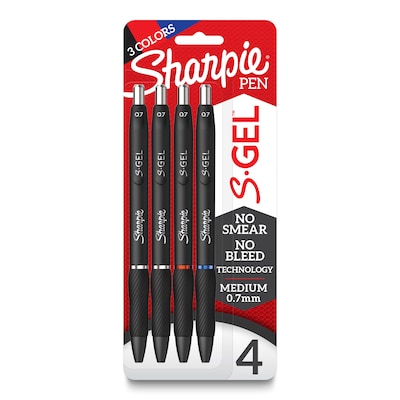 Sharpie S-Gel Retractable Gel Pen, Medium Point, Assorted Ink, 4/Pack (2096174)