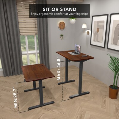 Mount-It! 40W Electric Rectangular Adjustable Standing Desk, Hazelnut/Black (MI-8036)