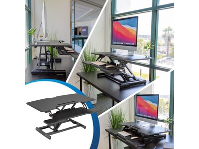 Mount-It! 38"W Electric Rectangular Adjustable Standing Desk Converter, Black (MI-8010)