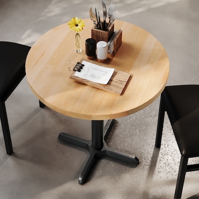 Flash Furniture Bennett 30" Round Wooden Dining Table, Natural Top/Black Base (GSFRD30NTT2222)