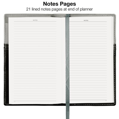 2027 Excello Brands 3.5" x 6" Weekly & Monthly Standard Planner, Paperboard Cover, Gray/Black (PKT-CY27-GY-PEN)