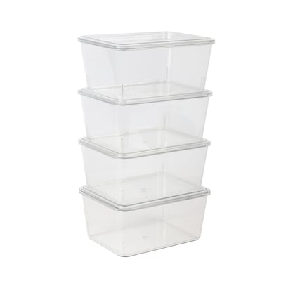 Martha Stewart Brody Stackable Plastic Storage Organizer, Clear, 4/Set (GSBAYM0164CLR)