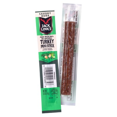 Jack Link's Savory Herb Mini Turkey Meat Sticks, 0.5 oz, 24/Pack (220-02905)