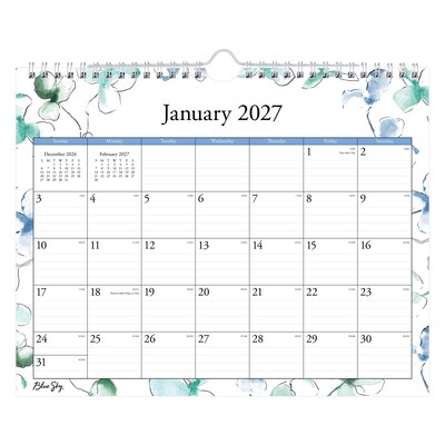 2027 Blue Sky Lindley 11 x 8.75 Monthly Wall Calendar, Blue/White (101593-27)