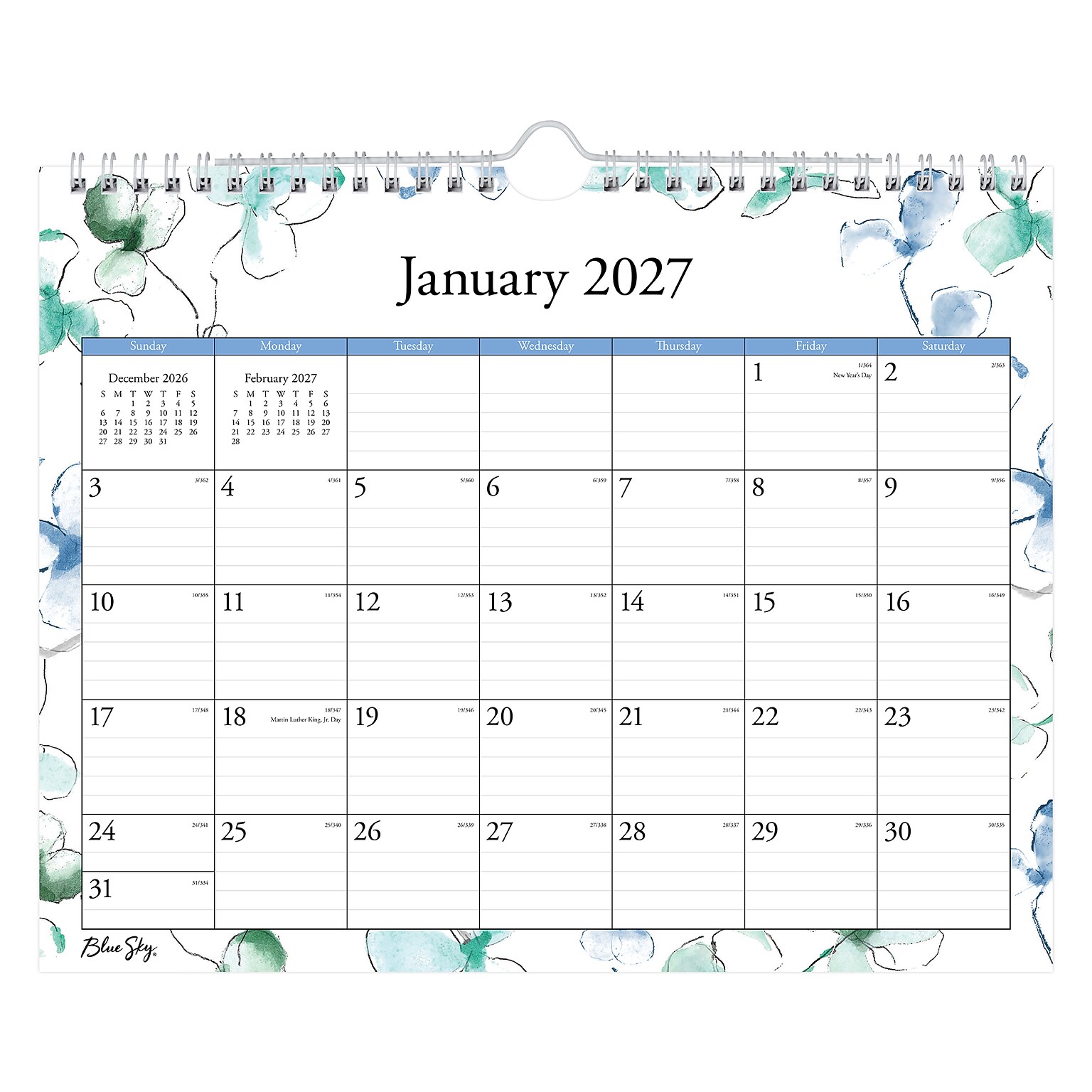 2027 Blue Sky Lindley 11 x 8.75 Monthly Wall Calendar, Blue/White (101593-27)
