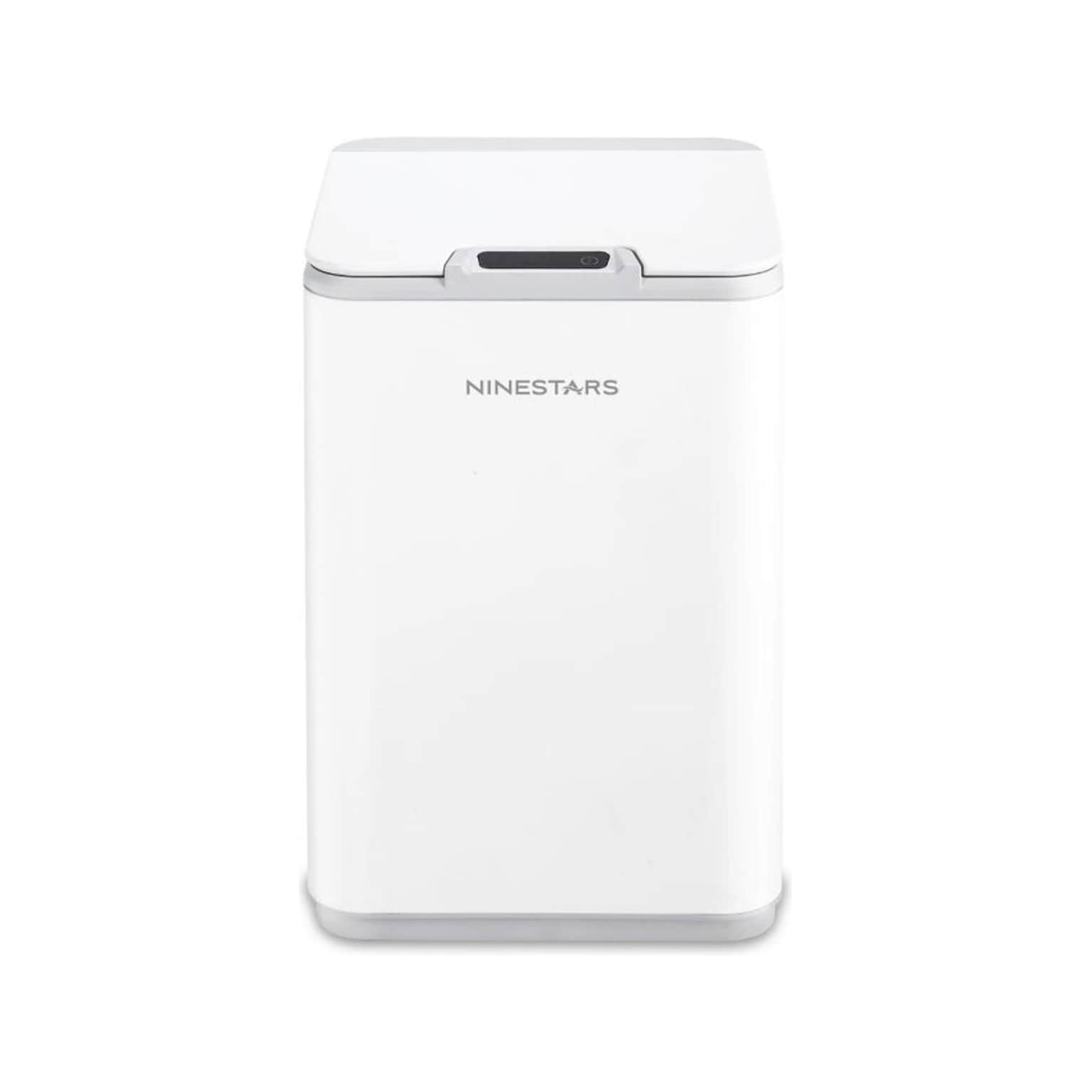 Nine Stars Plastic Sensor Trash Can, 2.6-Gallon, White (DZT-10-35)