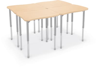 MooreCo Hierarchy Creator Desk, 32"W x 22"D, Fusion Maple/Platinum Base (703673562935)