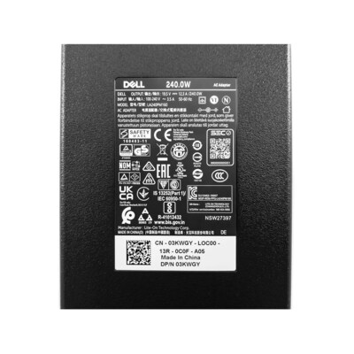 Dell 240W AC Adapter for Dell Alienware m15 R2 and Precision M6600 Laptop, Black (3KWGY)