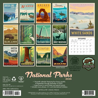2026 Willow Creek National Parks 12 x 12 Monthly Wall Calendar (53676X)