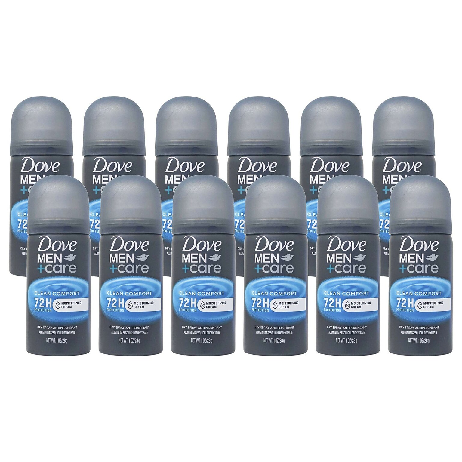 Dove Men+Care 72 Hour Clean Comfort Dry Spray Antiperspirant , 1 oz Can, 12 Cans/Bag, 18 Bags/Carton