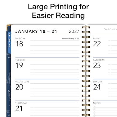 2027 Excello Brands 9 x 11.3 Weekly & Monthly Standard Planner, Paperboard Cover, Blueberry Vines (LGPRT-CY27-8511-88)