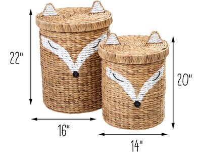 Honey-Can-Do Fox-Shaped Storage Baskets with Lids, Nesting, Brown/White, 2/Set (STO-09151)