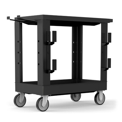 Luxor WORKLOAD 2-Shelf Industrial Utility Cart with Ladder Holder, Black (EC21-NDUST-B)