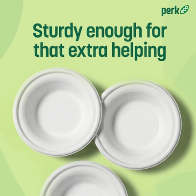 Perk™ Eco Compostable Paper Bowls, 12 Oz., White, 125/Pack (PK61285)