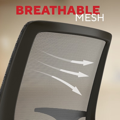 Staples Essentials Ergonomic Fabric Swivel Task Chair, Black (UN56947)