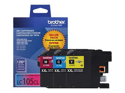 Brother LC1053PKS Cyan/Magenta/Yellow Extra High Yield Ink Cartridge, 3/Pack