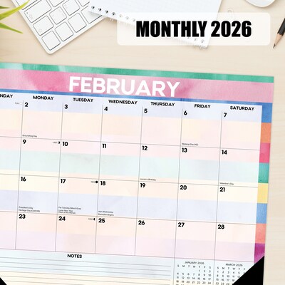 2026 Willow Creek Watercolor Stripes 22" x 17" Monthly Desk Pad Calendar (57292)