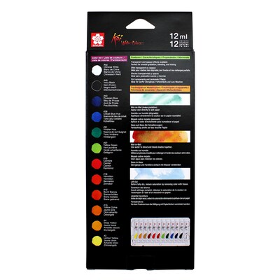 Sakura Koi Watercolor Paint, Assorted Colors, 12mL, 12/Pack (SAKXMW12L12SET)