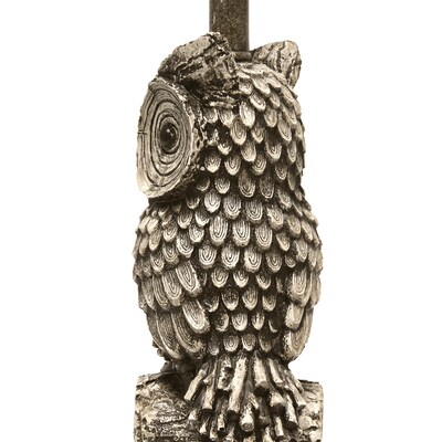 Simple Designs Woodland 19.85" Tall Contemporary Gazing Brown and White Night Owl Novelty Bedside Desk Lamp, White (LT2098-WHT)