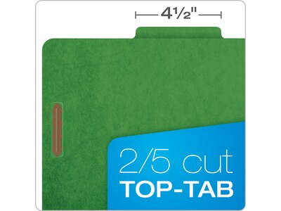 Pendaflex Pressboard Classification Folder, 2-Dividers, 2 1/2" Expansion, Letter Size, Dark Green, 10/Box (24133P)